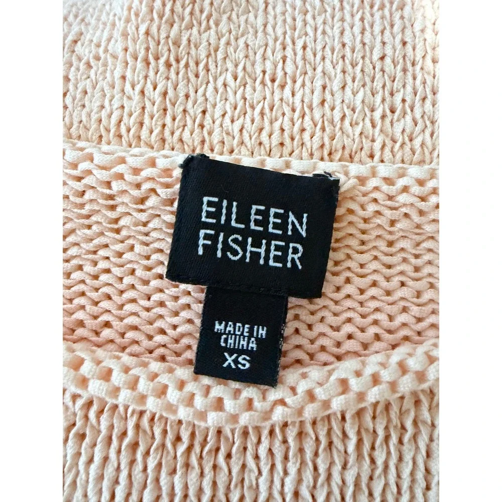 Eileen Fisher Light Peach Open Knit Sleeveless Top XS Capsule Coastal Layered - Picture 7 of 7